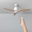 Ventilateur de plafond Mersin Bois Blanc 132cm Moteur à Courant continu avec Lumière