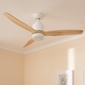 Ventilateur de plafond Mersin Bois Blanc 132cm Moteur à Courant continu avec Lumière