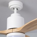 Ventilateur de plafond Mersin Bois Blanc 132cm Moteur à Courant continu avec Lumière