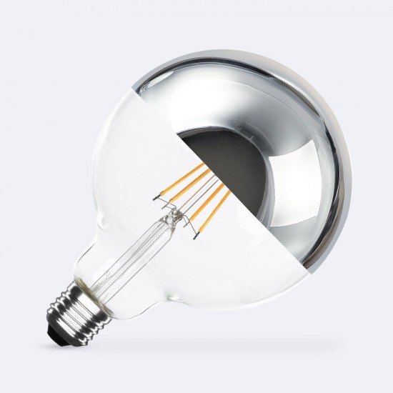 Ampoule à Filament LED E27 8W 800 lm G125 Chromé Réfléchissant 2200K