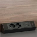 Multiprise de 2 Prises y 2 Ports USB pour Coin Casia 2 Noire