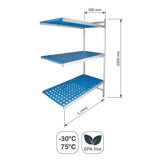 Rayonnage modulaire Ouverte, 3 Étagères en Bas à 560 mm Hauteur 2000 mm