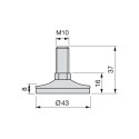 Pied Niveleur avec Base Circulaire M10 D. 43 mm (10 pcs)