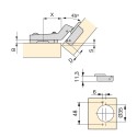 Bras de charnière Angle de 45 ° avec Frein et Excentrique Emuca X91 (10 pcs)