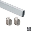 Barre de Penderie Ovale en Aluminium 950x30x15 mm (2 pcs)