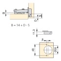 Charnière 110 ° avec la Base de Emuca X95 (20 pcs)